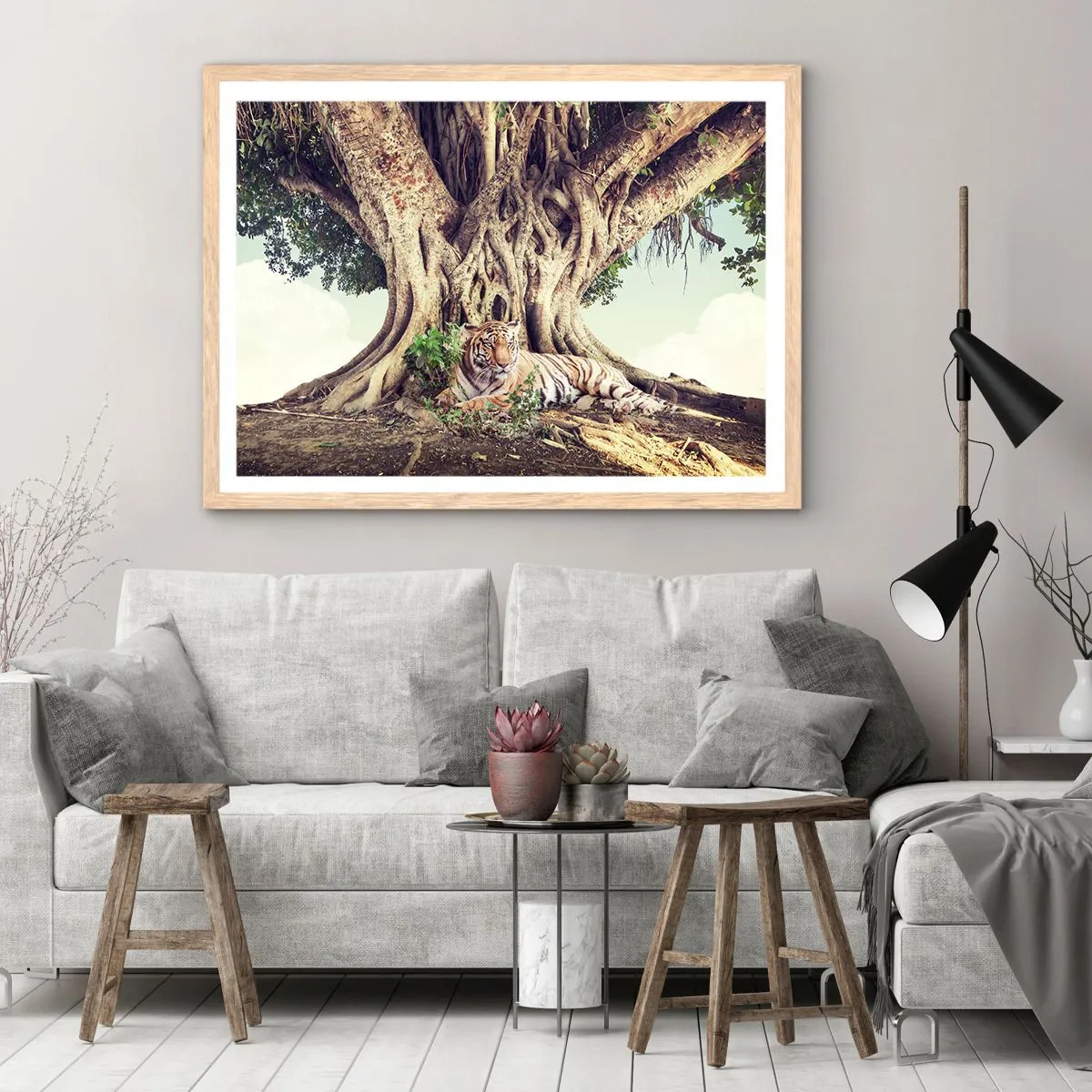 Poszter világos tölgy keretben - Kilátás a Genezis könyvéből - 40x30 cm