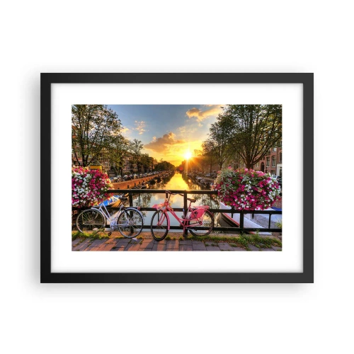 Poszter fehér keretben - Tavaszi reggel Amszterdamban - 40x30 cm