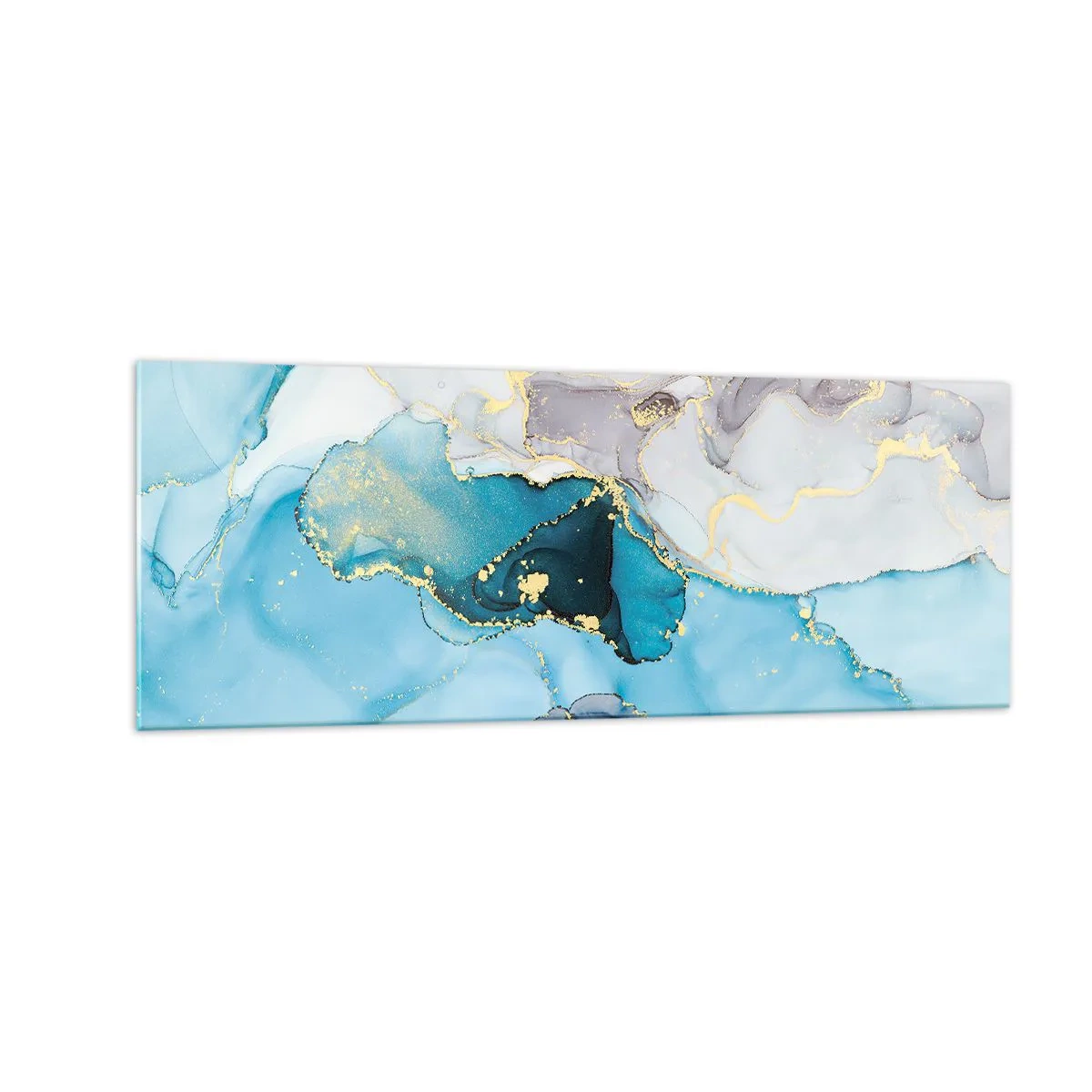 Üveg kép - Tanulmány a szürke és a türkiz találkozásáról - 140x50 cm