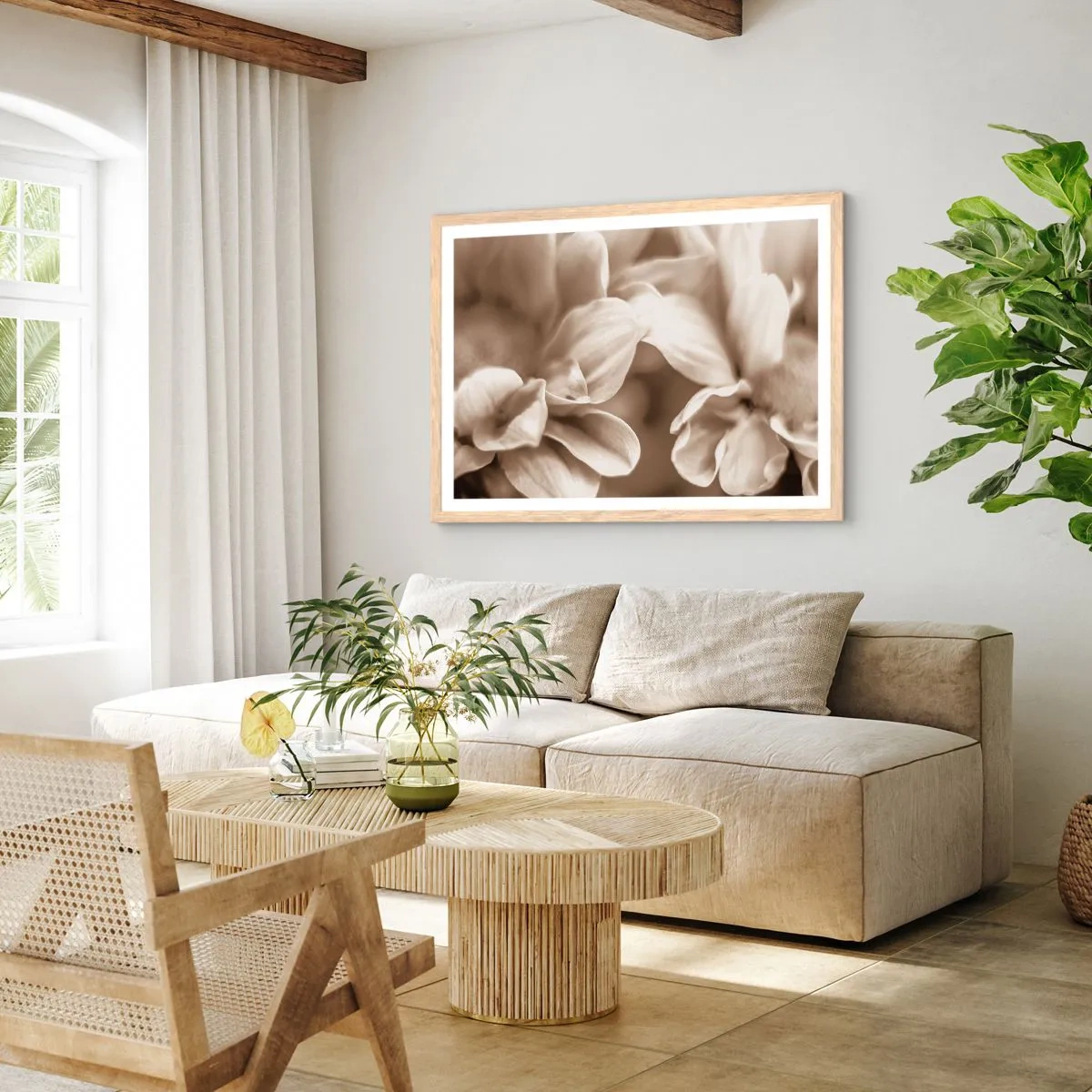 Poszter világos tölgy keretben - Gyengéd, mint egy mosoly - 40x30 cm