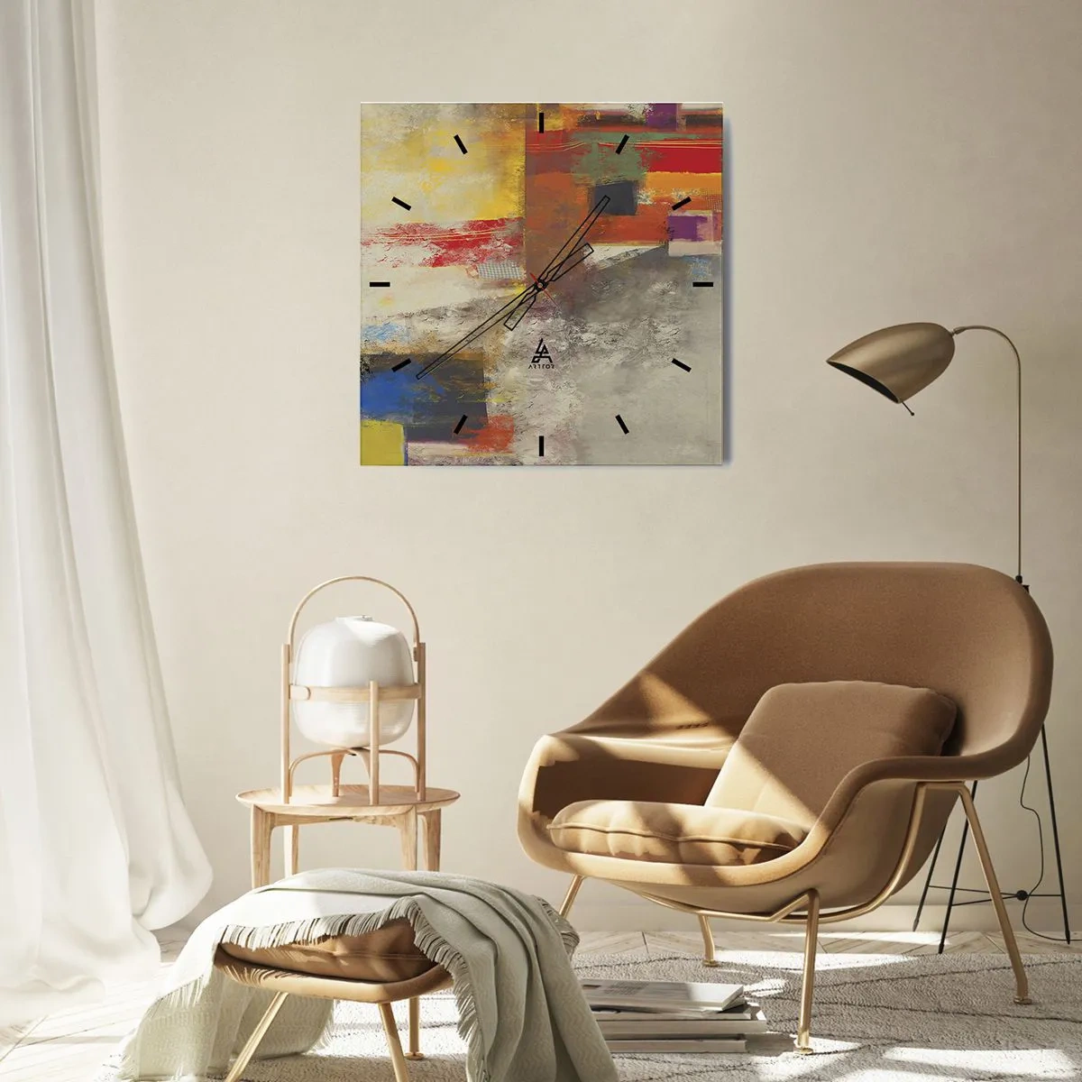 Falióra, Óra - Színgeometria - 40x40 cm