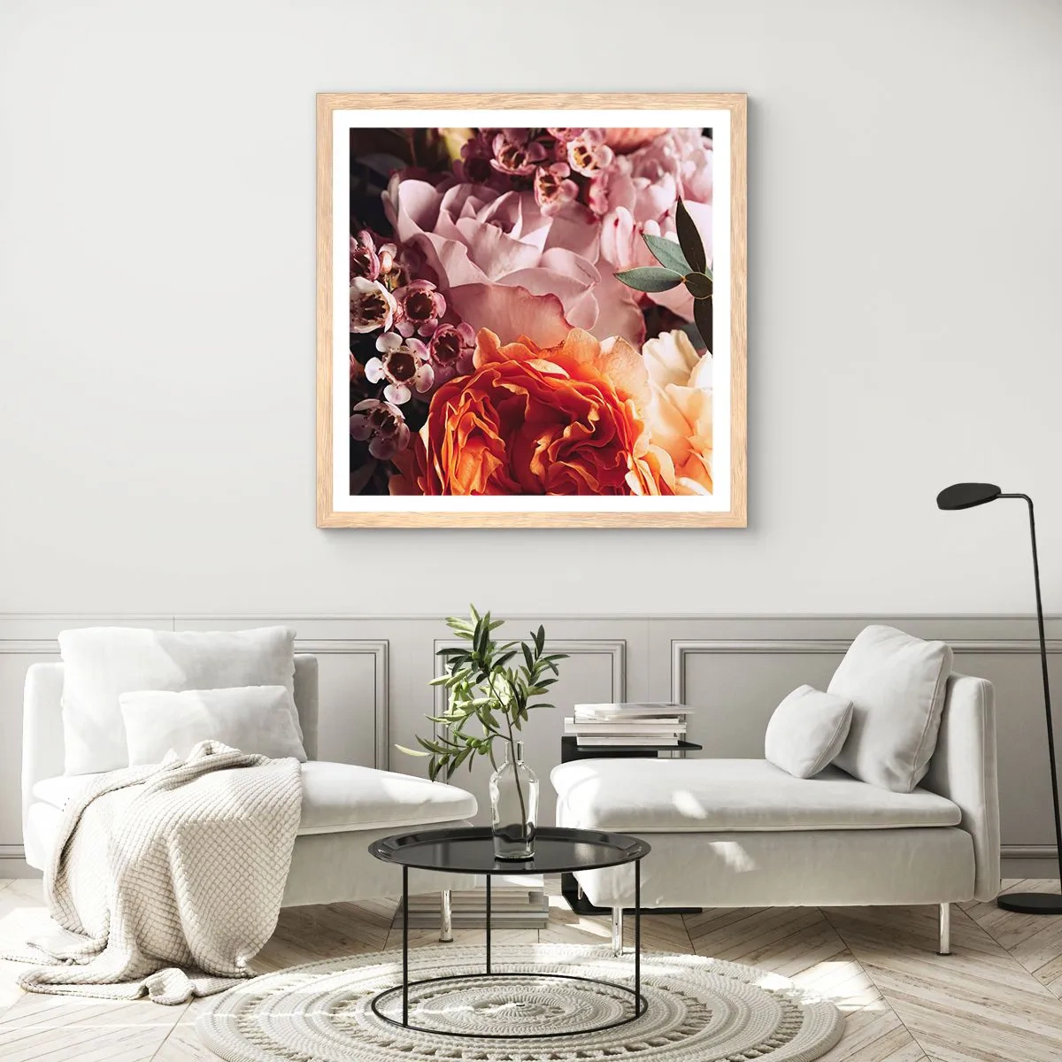 Poszter világos tölgy keretben - Szépségbe burkolózva - 60x60 cm