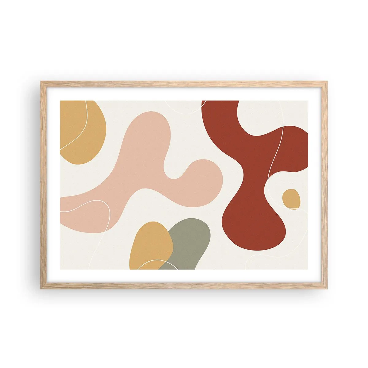 Poszter világos tölgy keretben - Pöttyök vagy hullámok? - 70x50 cm