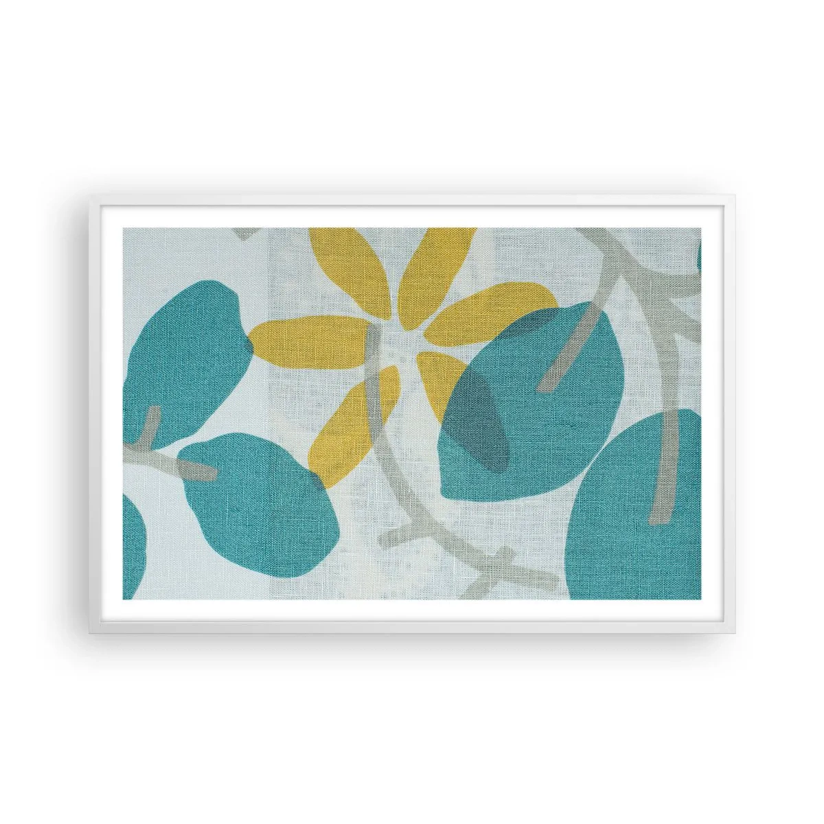Poszter fekete keretben - Azúrkék levelek között - 91x61 cm