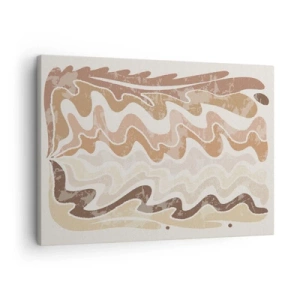 Vászonkép - Hullámos absztrakt vonalak bézs árnyalatokban - 70x50cm - Jó energia - jó érzelmek - Modern fali dekoráció nappalihoz és hálószobához ARTTOR