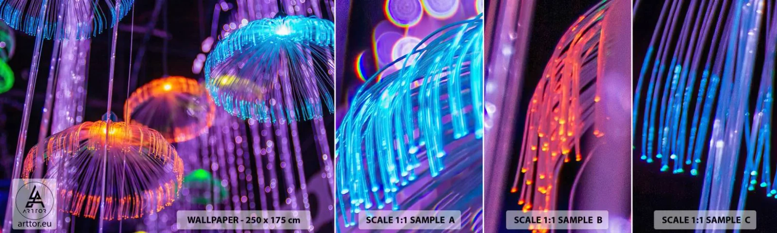 Fotótapéta Minta Standard Eco - Világító szökőkút - Neon, Lámpák, Fényerő - 100x30 cm