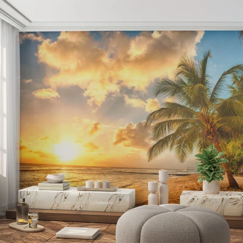 Öntapadós Fotótapéta Deluxe Sticker - Örök nyár, mindig vakáció - Tájkép, Strand, Kókuszpálma - 100x70 cm