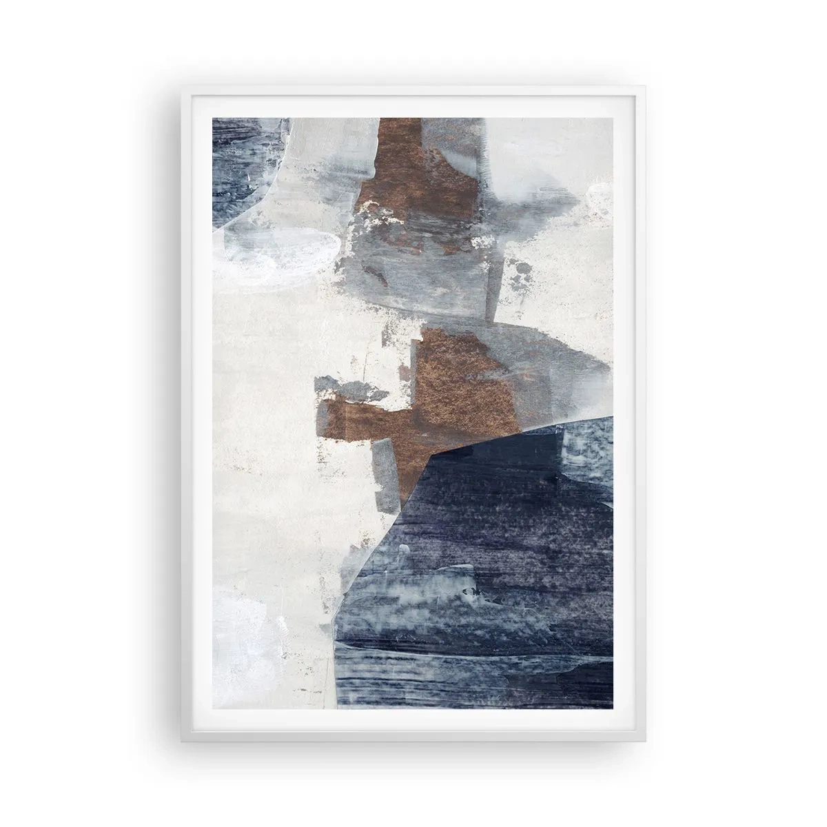 Poszter fekete keretben - Kékes barna formák - 70x100 cm