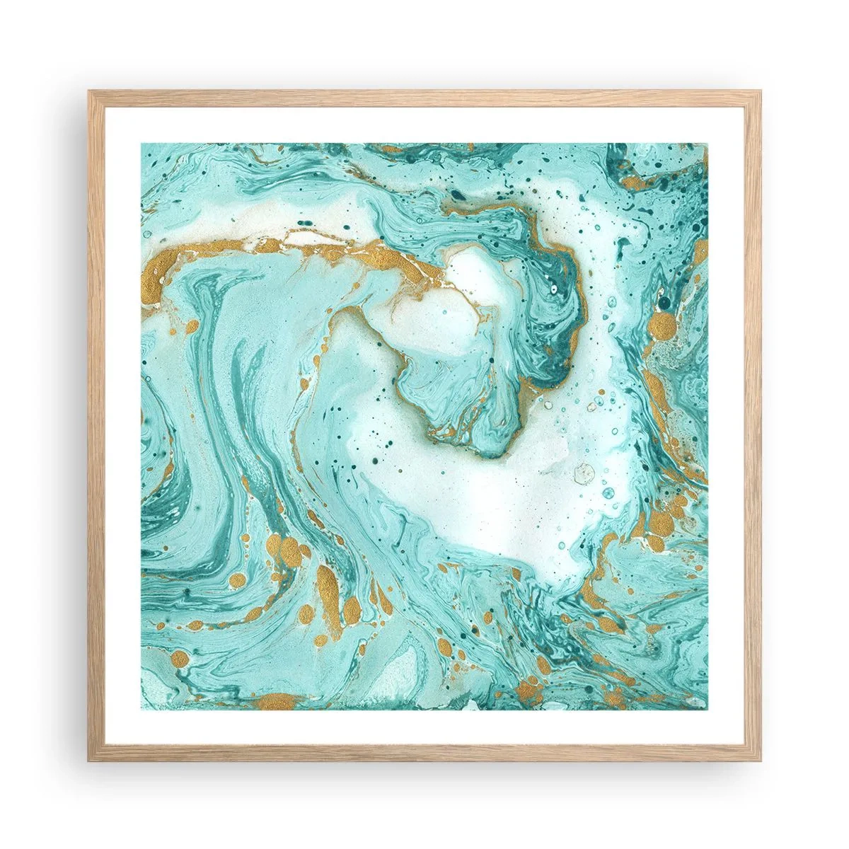 Poszter világos tölgy keretben - Az Edo-korszak nagy hulláma alatt - 60x60 cm