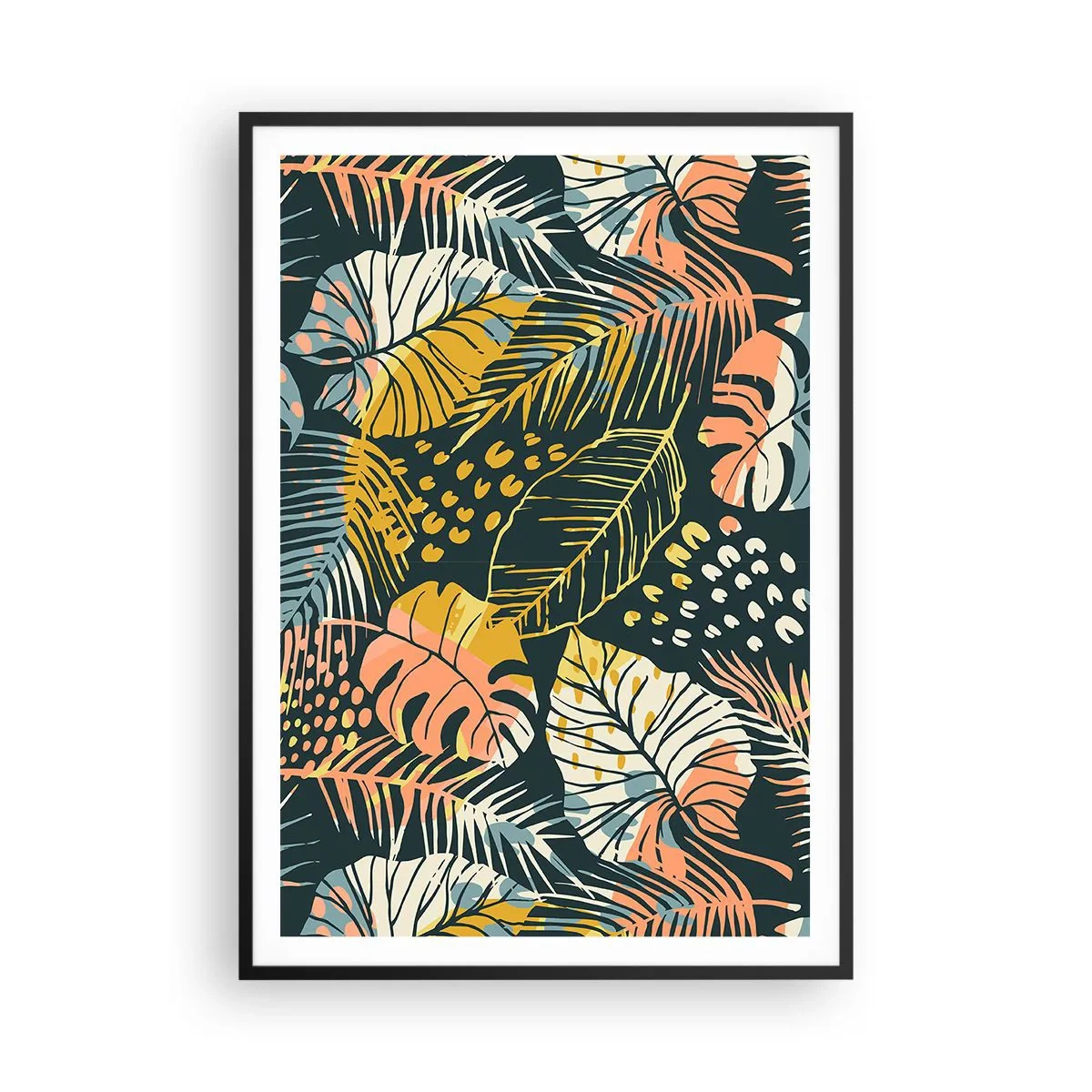 Poszter fehér keretben - Leveles fantázia - 70x100 cm