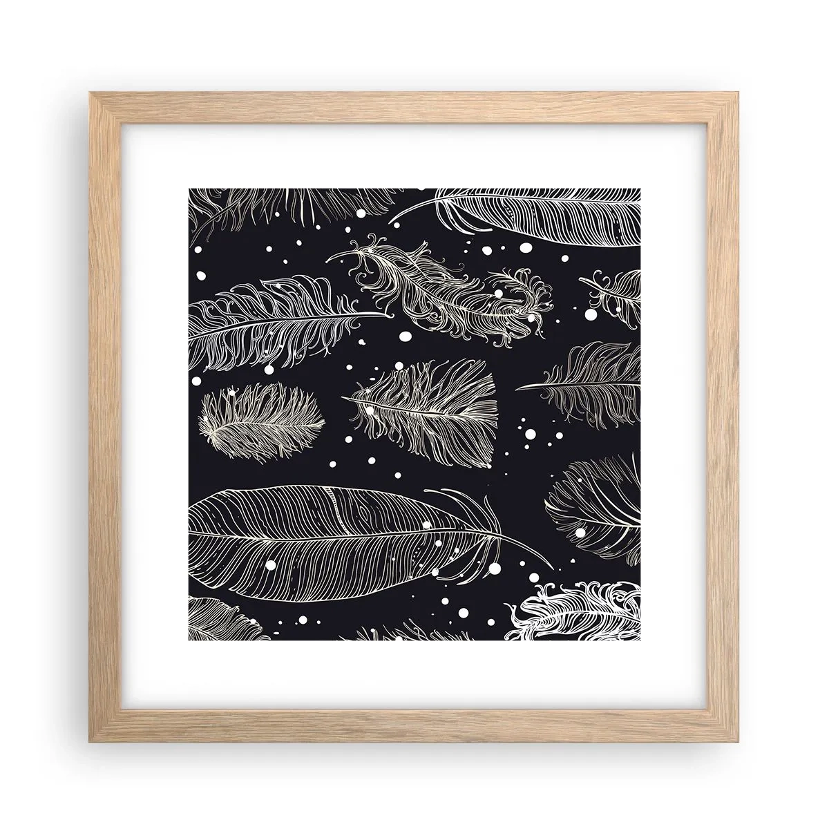 Poszter világos tölgy keretben - Tollas csipke - 30x30 cm