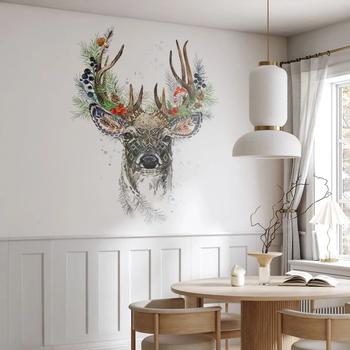 Öntapadós Fotótapéta Deluxe Sticker - Ünnepi köntösben - Absztrakció, Szarvas, Rénszarvas - 250x175 cm