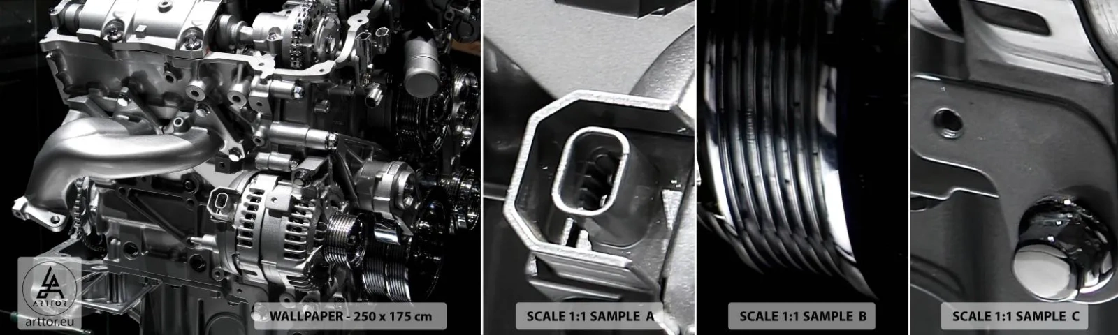 Fotótapéta Minta Standard Eco - Acél, szép, erős - Autóipari, Autómotor, 3D - 100x30 cm