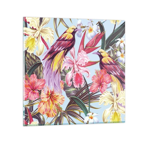 Üveg kép - Szirmok és tollak - 70x70 cm