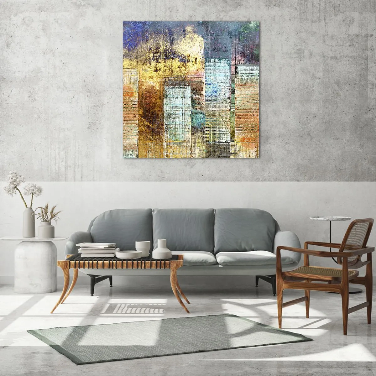 Üveg kép - Napfényes metropolisz - 70x70 cm