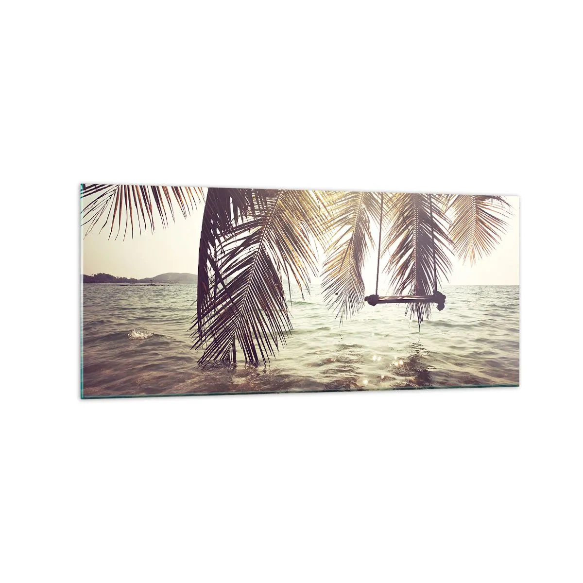 Üveg kép - Tetszés szerint hintázhat a felhők között - 120x50 cm