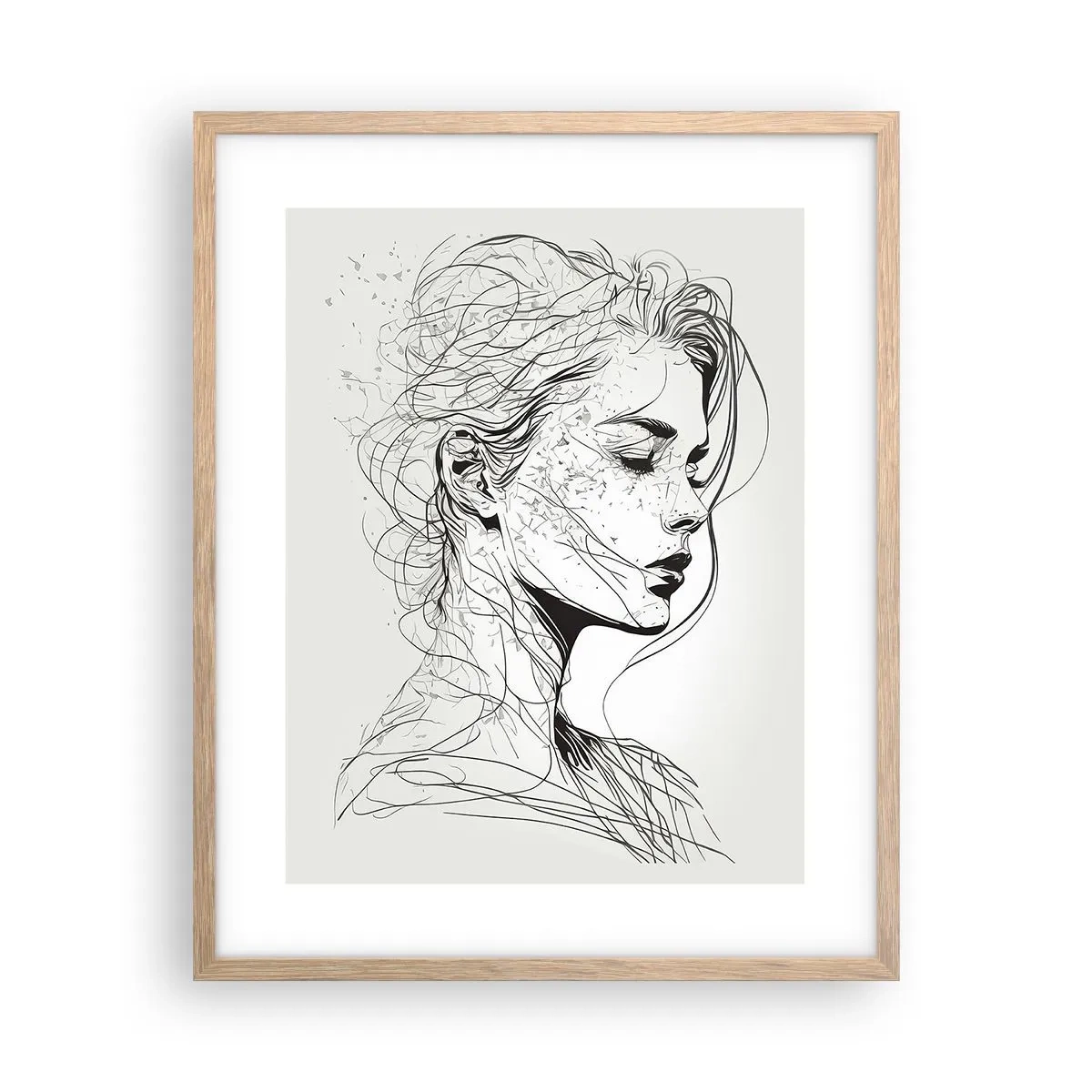 Poszter világos tölgy keretben - Portré álmodozásban - 40x50 cm