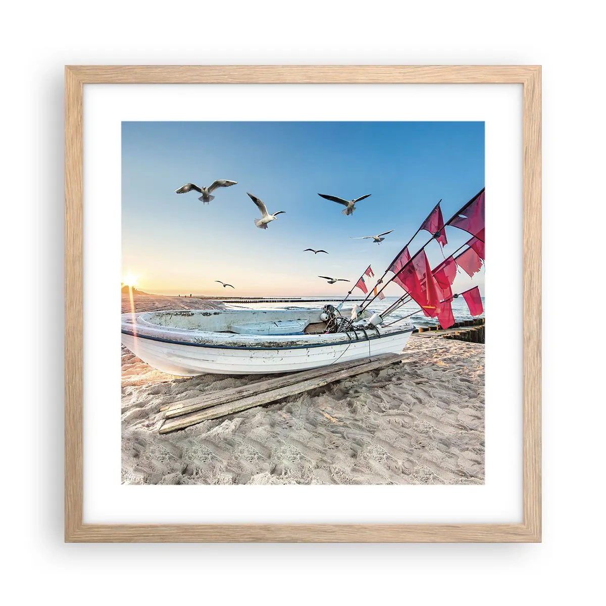 Poszter világos tölgy keretben - Megérdemelt pihenés - 40x40 cm