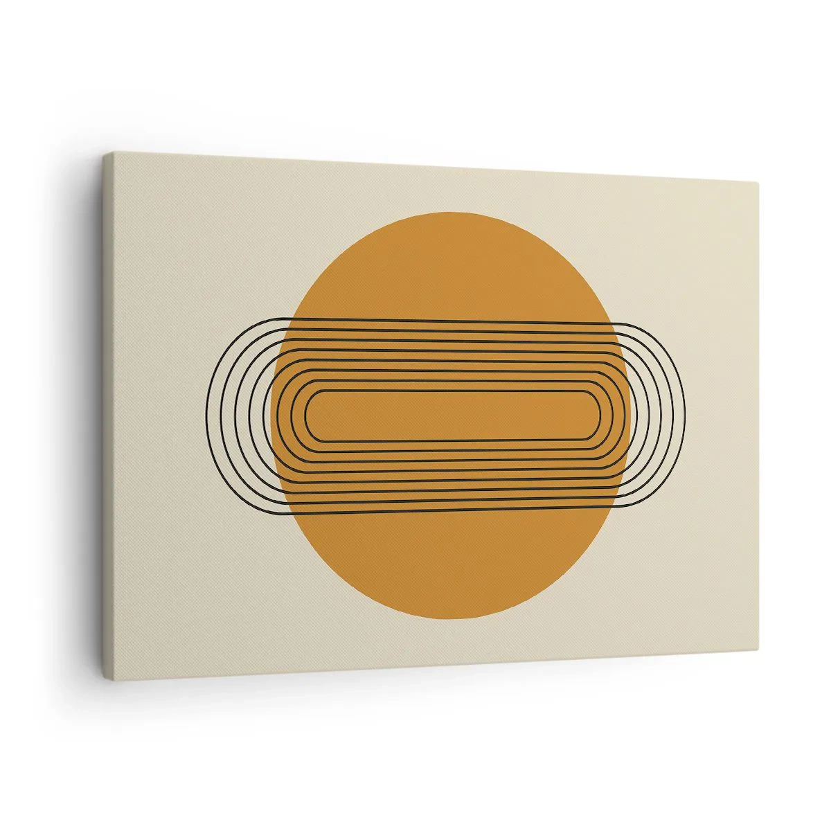 Vászonkép - Geometrikus minta narancssárga körökkel és vonalakkal - 70x50cm - Tökéletes terv - Modern fali dekoráció nappalihoz és hálószobához ARTTOR