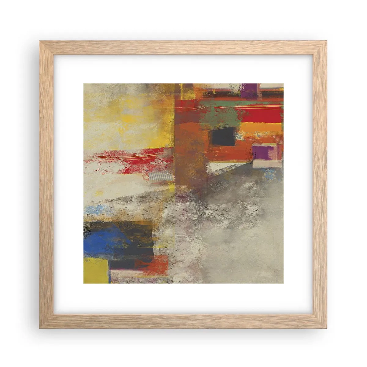 Poszter világos tölgy keretben - Színgeometria - 30x30 cm