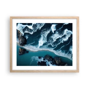 Poszter világos tölgy keretben - Hullámokba burkolózva - 50x40 cm