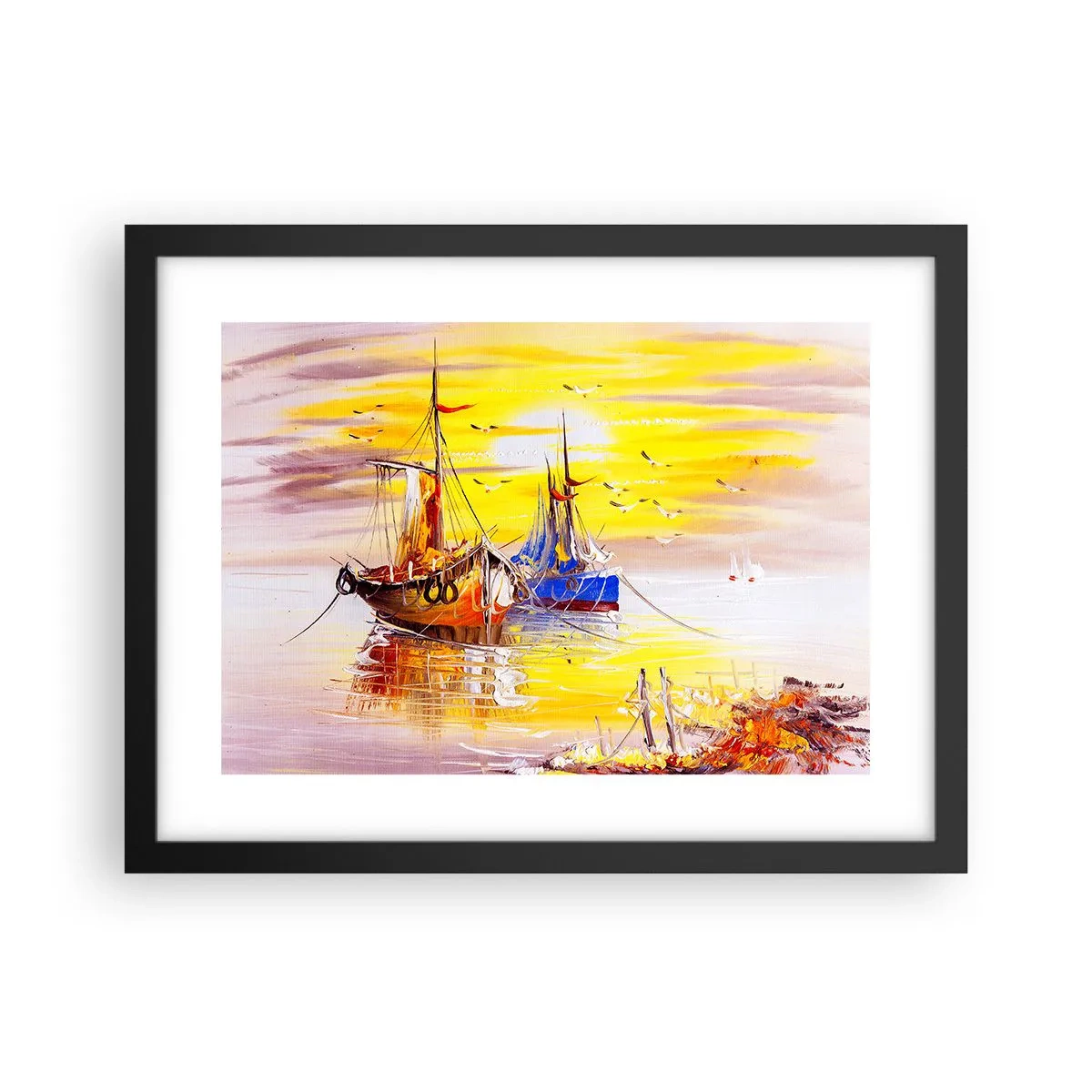 Poszter fehér keretben - Megérdemelt pihenés a kikötőben - 40x30 cm