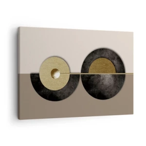 Vászonkép - Absztrakt körök arany és barna árnyalatokban - 70x50cm - Variációk egy kör körül - Modern fali dekoráció nappalihoz és hálószobához ARTTOR