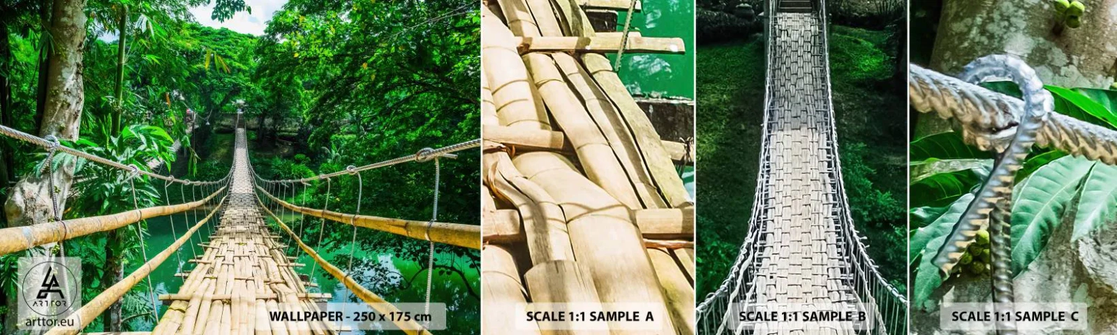 Fotótapéta Minta Öntapadós Deluxe Sticker - Majomhíd a zöld felett - Tájkép, Dzsungel, Fülöp-szigetek - 100x30 cm