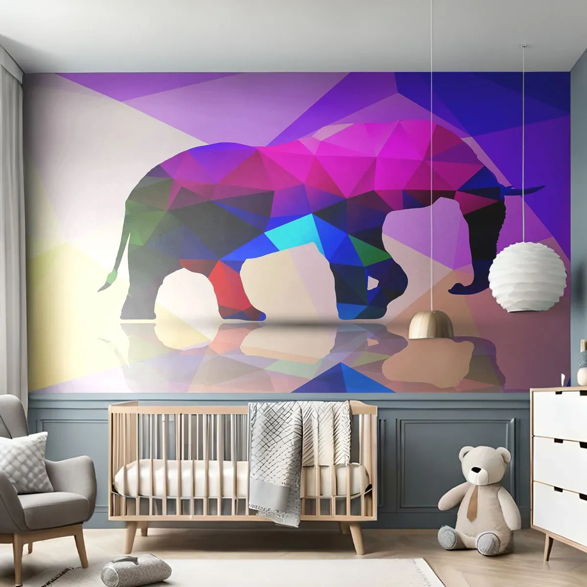 Fotótapéta Standard Eco - Kristály dinoszaurusz - Állatok, Elefánt, Geometriai ábra - 200x140 cm