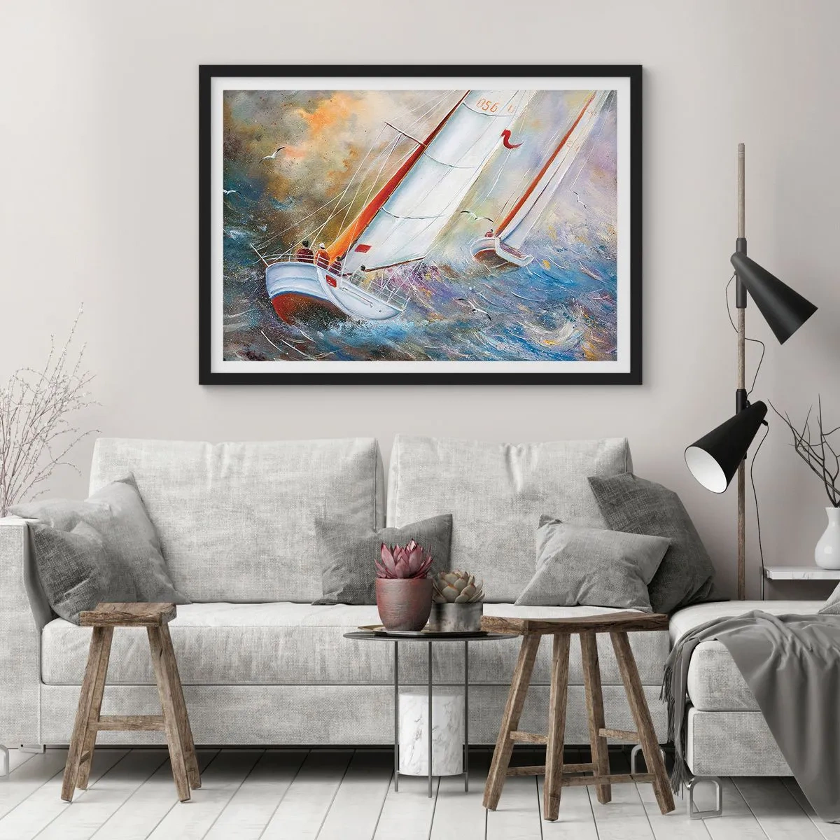 Poszter fehér keretben - A hullámokon futók  - 40x30 cm