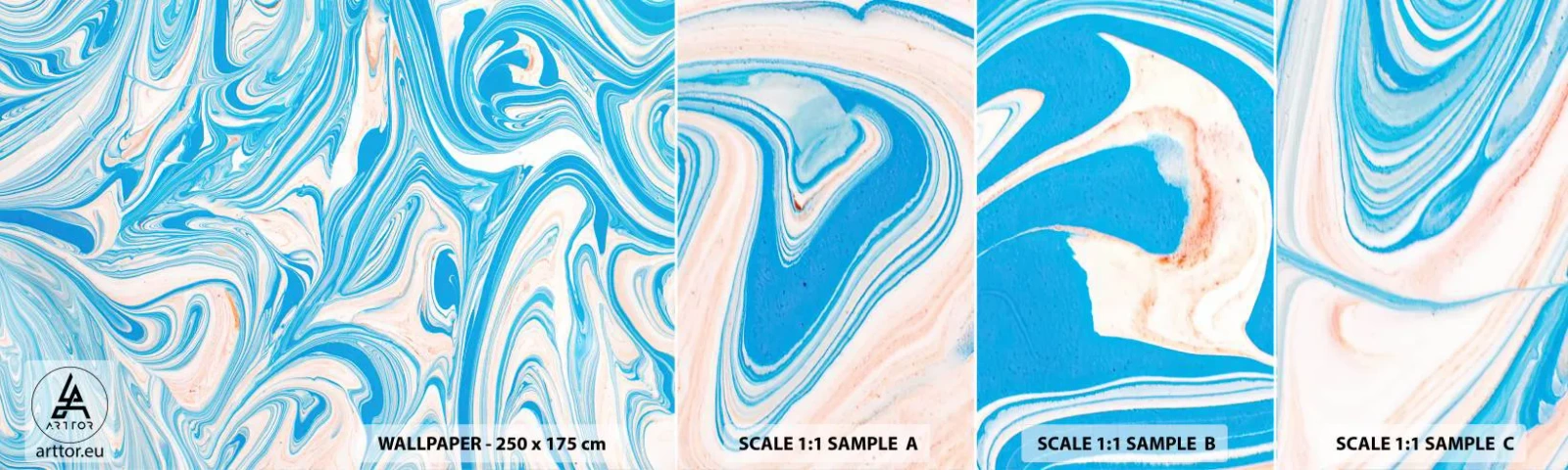 Fotótapéta Minta Öntapadós Deluxe Sticker - Mocsár türkizben - Absztrakció, Darab, Modern minta - 100x30 cm