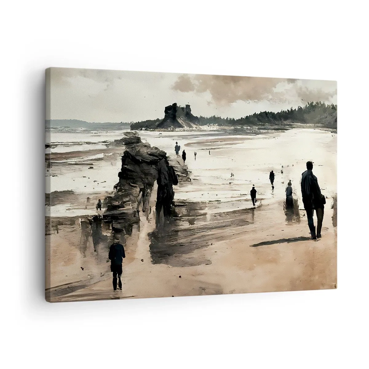 Vászonkép - Strandjárók egy békés tájon - 70x50cm - Megidézett - Modern fali dekoráció nappalihoz és hálószobához ARTTOR