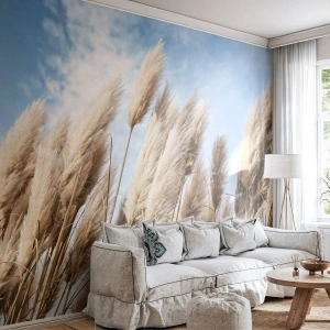Fotótapéta Premium Sand - Napos és szeles simogatás - Pampas fű, Természet, Boho - 100x70 cm