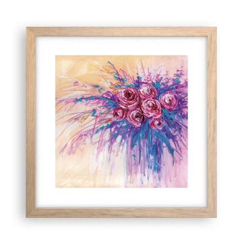 Poszter világos tölgy keretben - Rózsaszín szökőkút - 30x30 cm