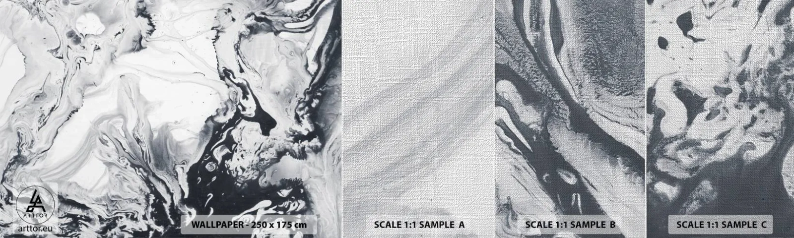 Fotótapéta Minta Premium Canvas - A Föld belseje - Absztrakció, Darab, Fekete és fehér - 100x30 cm