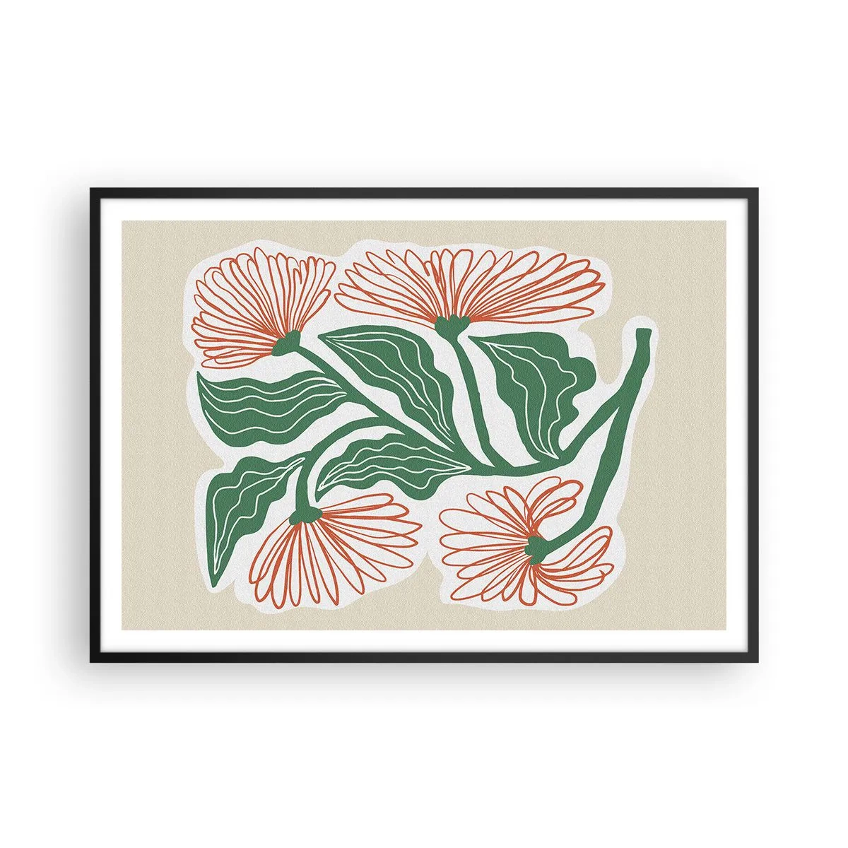 Poszter fehér keretben - Népi és modern - 100x70 cm