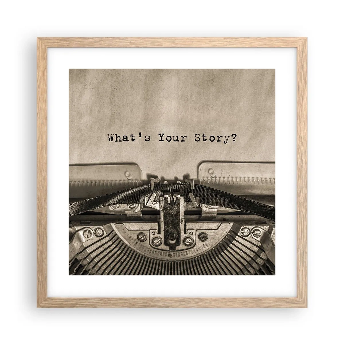 Poszter világos tölgy keretben - Meséld el - 40x40 cm