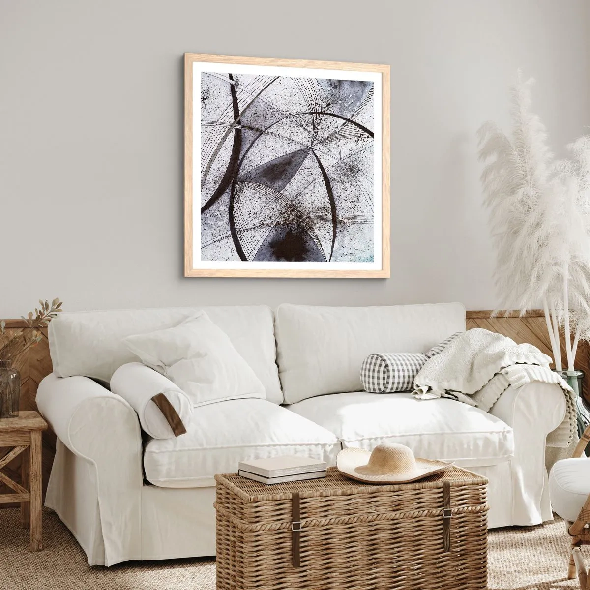 Poszter világos tölgy keretben - Futurisztikus fantázia - 60x60 cm