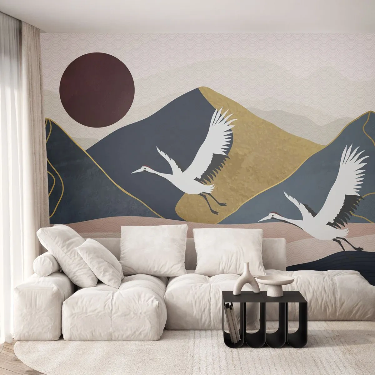 Öntapadós Fotótapéta Deluxe Sticker - És ismét ELREPÜLT a nap - Absztrakció, Daruk, Hegyek - 250x175 cm