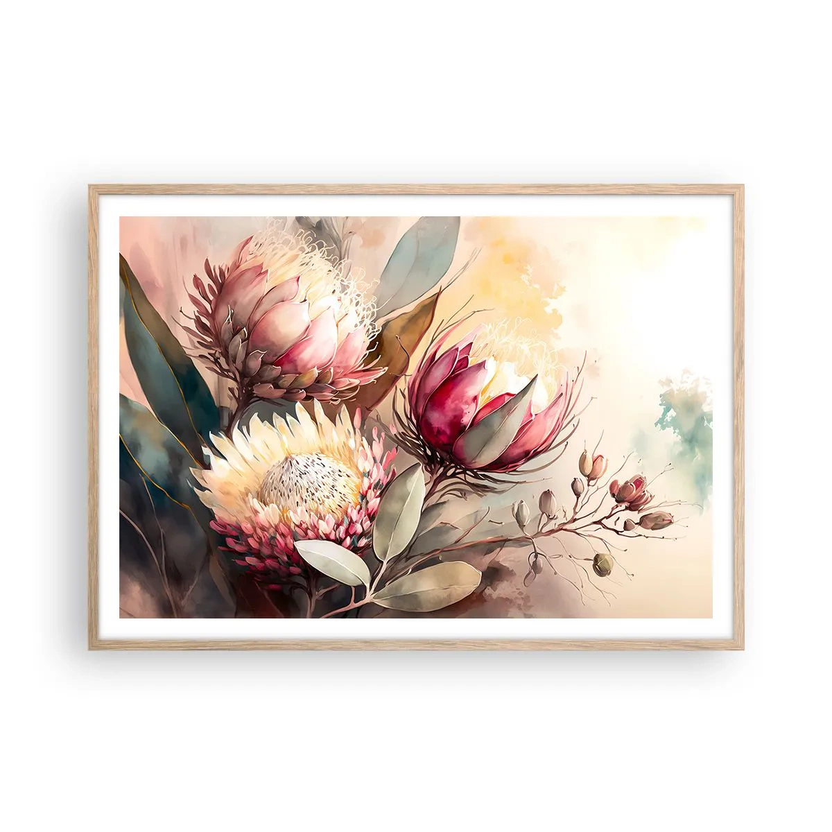 Poszter világos tölgy keretben - Profilból és en face - 100x70 cm