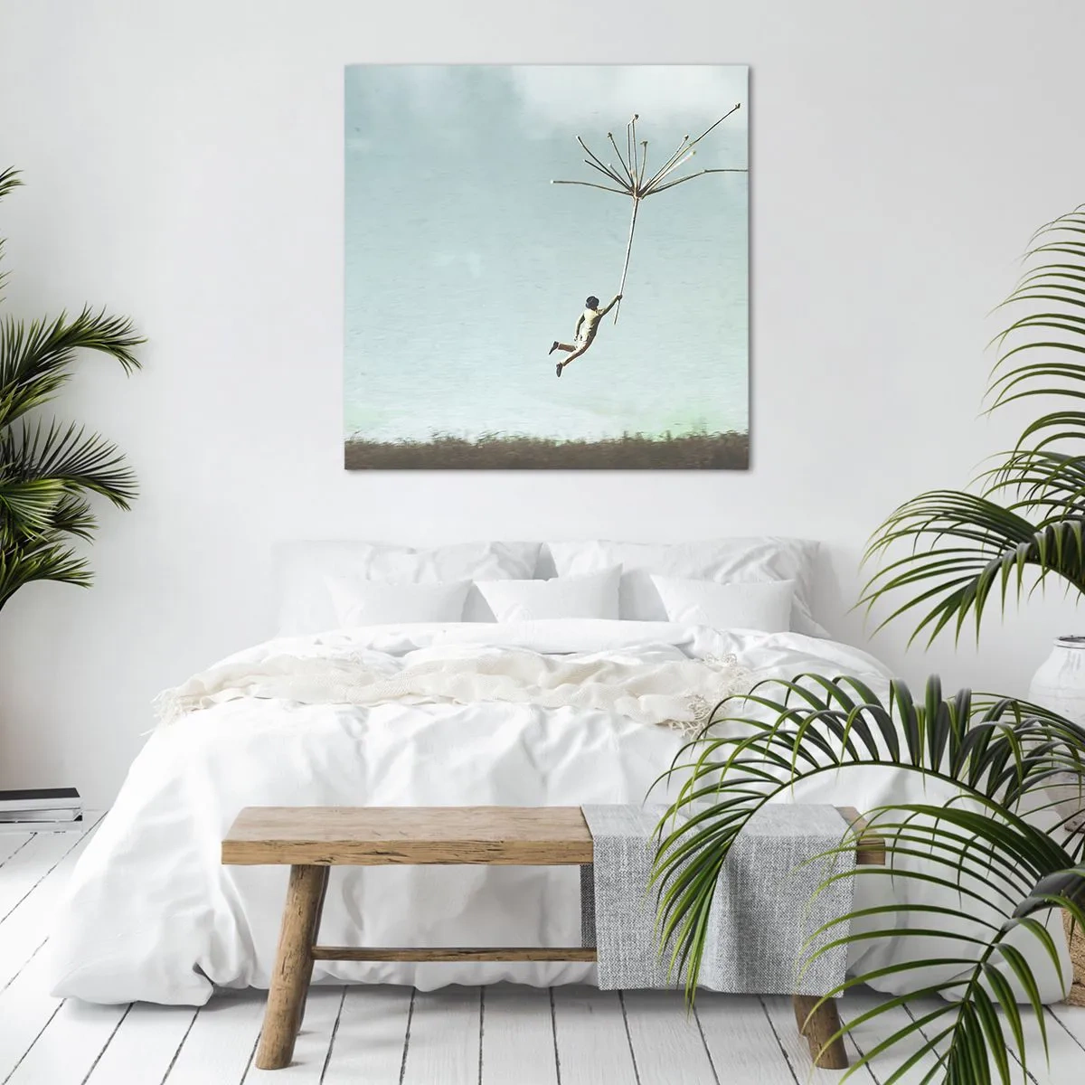 Vászonkép - Sárkányrepülők, pitypangok, szél - 70x70 cm