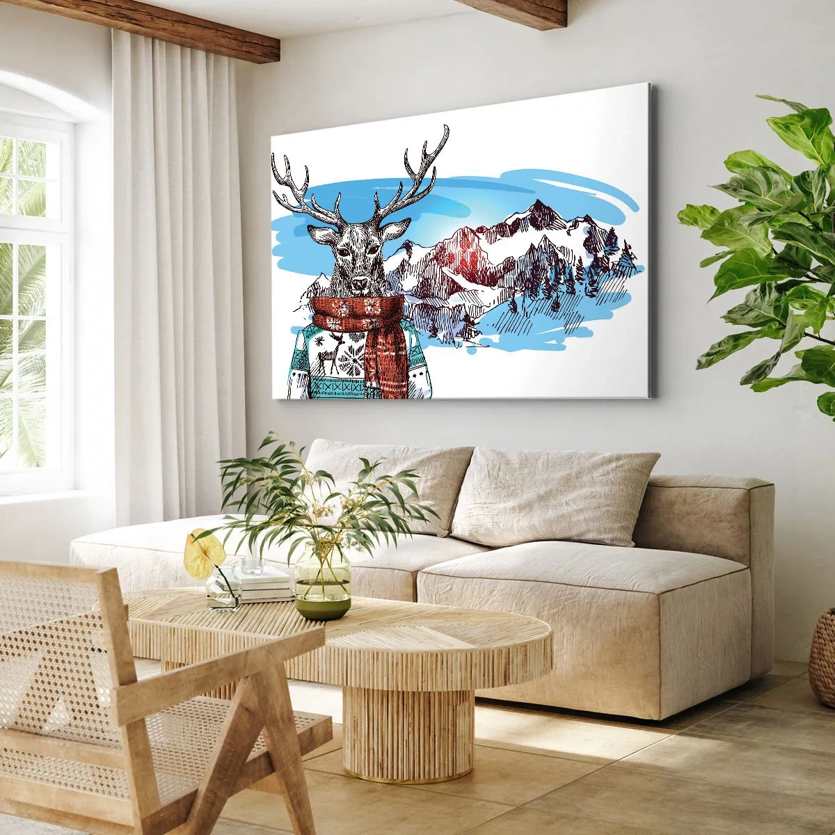 Vászonkép - Még a szarvas sem fázik  - 70x50 cm