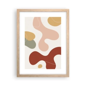 Poszter világos tölgy keretben - Pöttyök vagy hullámok? - 30x40 cm