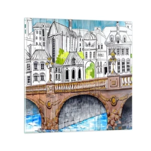 Üveg kép - Város mint a festményről - 40x40 cm