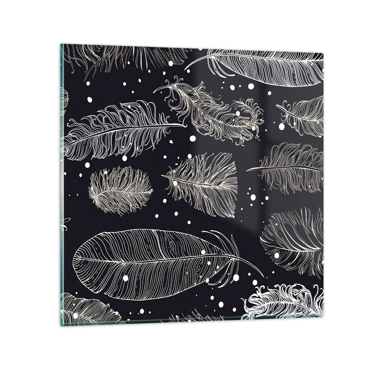 Üveg kép - Tollas csipke - 40x40 cm