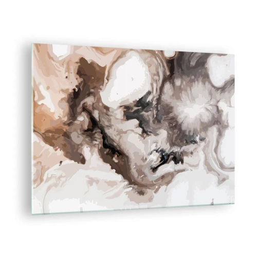 Üveg kép - Absztrakt minta barna, bézs és fehér árnyalatokban - 70x50cm - Egy galaxis születése - Modern fali dekoráció nappalihoz és hálószobához ARTTOR