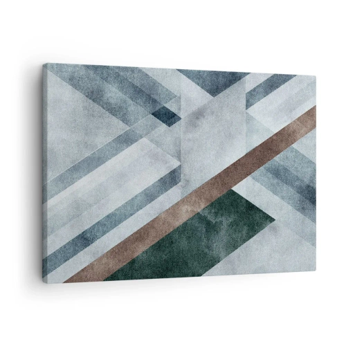Vászonkép - Geometriai formák hűvös kék és barna árnyalatokban - 70x50cm - A geometria kifinomult eleganciája - Modern fali dekoráció nappalihoz és hálószobához ARTTOR