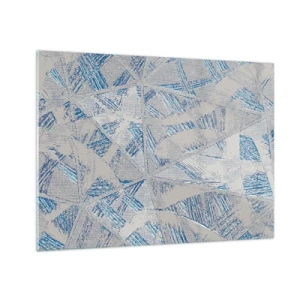 Üveg kép - Geometriai minták szürke és kék árnyalatokban - 70x50cm - A szürkéskék labirintusban - Modern fali dekoráció nappalihoz és hálószobához ARTTOR