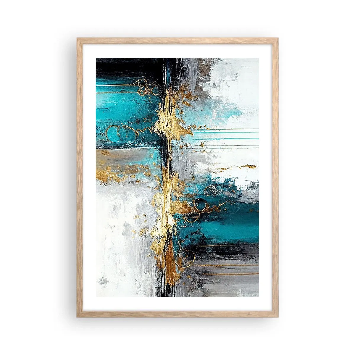 Poszter világos tölgy keretben - Minden áramlik - 50x70 cm