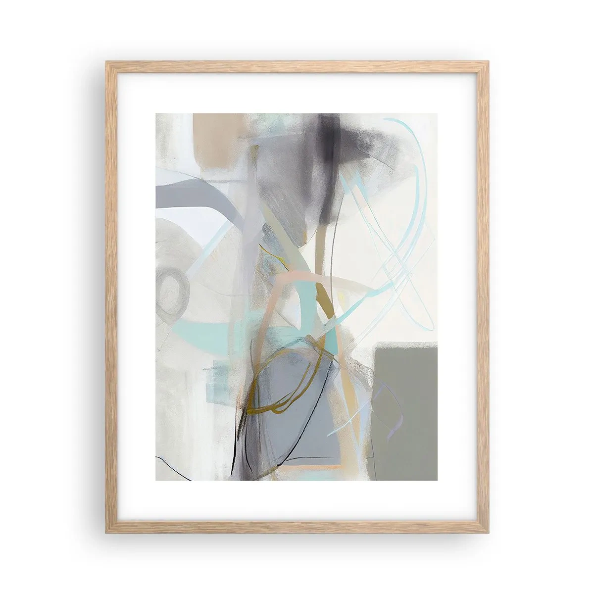 Poszter világos tölgy keretben - Ködös absztrakció - 40x50 cm